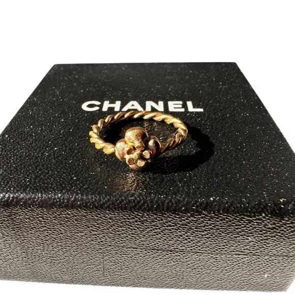 Chanel Gold B13 Camellia Flower Twist Band Ring with Box Size 6 - Picture 13 of 15